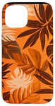 Coque pour iPhone 15 Motif bordeaux tropical orange vif