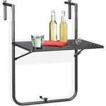 Relaxdays Table balcon suspendue, pliante, réglable en hauteur 3 niveaux, aspect rotin, résistante, 59,5 x 36 cm, noir