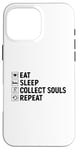 Coque pour iPhone 16 Pro Max Eat Sleep Collect Souls répète Grim Reaper Halloween