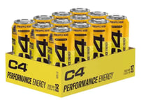 C4 Energy Drink Fizzy Drink Zero Sugar Pineapple Head Flavour 12x 500ml MARCH25