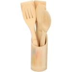 Porte-cuillère de cuisine en bambou, repose-louche, porte-ustensiles, 2 spatules