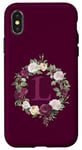 Coque pour iPhone X/XS Lettre de monogramme personnalisée avec motif floral et initiale L