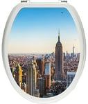 pixxp Rint 3D WCS 2352 32 x 40 Empire State Building à New York comme Matériau Doux Autocollant pour abattant de Toilettes, WC, Klo Couvercle, Brillant, Multicolore, 40 x 32 cm