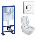 Grohe - Pack wc Rapid sl + Cuvette gap Cleanrim Roca + Plaque Chromée