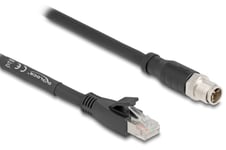 Delock M12 Kabel X-Kodiert 8 Pin Stecker Zu Rj45 Stecker Cat.5E S/Ftp Flexibel 3 M Schwarz