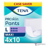 4x TENA ProSkin Pants Maxi Incontinence Pants - Large - Pack of 10 - 2900ml