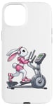 Coque pour iPhone 15 Plus Lapin de Pâques sur vélo elliptique Gym Fitness Workout