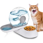 Distributeur de Croquettes et Eau, 2 en 1 Automatique et Nourriture Dispenser avec 2.8L Distributeur pour Chat & 240g Gamelle pour Chats Chien Animaux