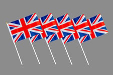 12 Union Jack Hand Flags Kings Birthday Great Britain Royal Street Party Decor