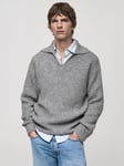 Mango Ananas Wool Blend Chunky Knit Jumper, Medium Grey