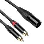 Câble répartiteur audio stéréo professionnel en Y, [très résistant] XLR mâle vers 2 RCA mâles Câble de câble pour mixer des consoles de microphones pour enregistreurs ou amplificateurs 3 m