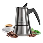 Cecotec Cafetière Italienne Piccolina 600. Cafetière En Acier Inoxydable, Design Élégant, Pour Toutes Surfaces, Capacité 300 Ml Idéale Pour 6 Tasses, Poignée Ergonomique