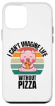 iPhone 12 mini Retro Cute Pig I Can't Imagine Life Without Pizza Case