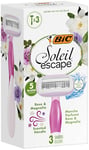 BIC Soleil Escape 5 Blade Womens Disposable Razor Pack of 3 with Rose and Magnolia Scented Moisturizing Strip