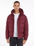 Tommy Hilfiger Mix Down Hooded Puffer Jacket, Deep Rouge