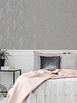 Sublime  Distressed Texture Grey Rose Gold Wallpaper