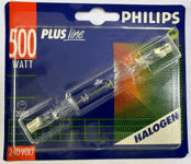 Philips 500W J118 Linear Halogen Bulbs, Security Lamps Flood Lights; R7S 118mm