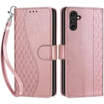 Betunistoy Coque pour Samsung Galaxy A15 5G, Housse en Cuir PU Flip Pochette Portefeuille Étui avec Emplacement Carte Samsung A15 5G Coque Magnétique Antichoc (Or Rose)