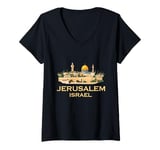 Womens Jerusalem Israel Skyline Souvenirs Jewish Israeli Men Women V-Neck T-Shirt