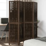 Room Divider 4 Panels Dark Brown Solid Wood Paulownia vidaXL