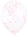 6 stk 30 cm Genomskinliga Ballonger med Ljus Rosa Konfetti