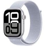 Apple Watch Series 10 GPS + Cellular - 46mm - Boîtier Silver Aluminium - Bracelet Blue Cloud Sport Loop