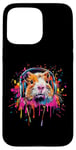 Coque pour iPhone 15 Pro Max Cochon d'Inde Lover Pop Art portant des écouteurs drôles de cochon d'Inde