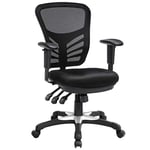 SONGMICS Siège de Bureau Pivotant Fauteuil Ergonomique en Maille Respirant 3 leviers de Réglage, Support Lombaire, avec accoudoir réglable en polyuréthane, Dossier réglable en Hauteur, OBN52BK, 67*63*105.5cm