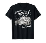 Horror Movie & Chill, Ghost & Skeleton Funny Halloween T-Shirt