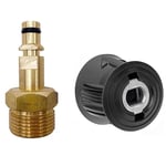 Buaak High Pressure Washer Adapter, M22 14mm Quick Connect Adapter for Karcher K2-K7, Pressure Washer Hose Connector with Brass Washer Gun Hose Pipe Convert Tool, Quick Release Adapter