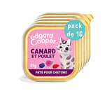 Edgard & Cooper Pâté pour Chaton, (Canard & Poulet, 85g x 16), Viande fraîche et protéines de qualité, Vrais ingrédients pour Chat, Pâté pour Chat stérilisé et Actif