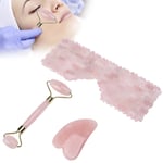 Rose Quartz Eye Pad Face Massage Roller Scraper Board Set Natural Jade Hand HOT