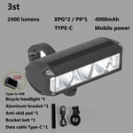 Polkupyörän osat Polkupyörän Valo USB LED Ladattava Setti MTB Road Etu Takavalon Lamppu Power Bank Polkupyörän Taskulamppu Akku Pyöräilytarvikkeet