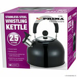 2.5L Whistling Kettle Camping Fishing Gas Electric Portable Kettle Black