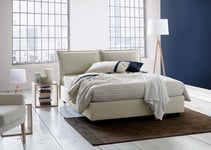 Talamo Italia - Lit double Silvia, Lit coffre en tissu, Ouverture frontale, avec matelas 140x190 cm inclus, 100% Made in Italy, Beige