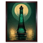 Art Deco Lighthouse Great Gatsby Moonlight Emerald Art Print Framed Poster Wall Decor 12x16 inch