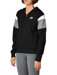 Nike W NSW HRTG Hoodie FZ FLC Sweat-Shirt Femme, Black/Smoke Grey/White/(White), FR : S (Taille Fabricant : S)