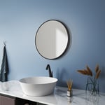 Miroir Mural Rond 40cm Miroir simple de salle de bain aver Cadre en métal noir mat - Meykoers