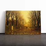 Big Box Art Canvas Print Wall Art John Atkinson Grimshaw Autumn Evening | Mounted & Stretched Box Frame Picture | Home Decor for Kitchen, Living Room, Bedroom, Hallway, Multi-Colour, 30x20 Inch