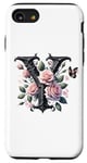 Coque pour iPhone SE (2020) / 7 / 8 Letter Y Initial Floral Monogram Rose Pink Flower Butterfly