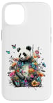 Coque pour iPhone 14 Plus Panda mignon avec fleurs et papillons pour femmes, filles et enfants