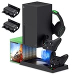 FYOUNG Support de Ventilateur de Refroidissement Compatible avec Xbox Series X, Station et Kit de Chargeur, Station de Charge pour Manette avec Batterie Rechargeable 2X1400 mAh (Pas pour Xbox One/S)