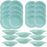 24 Piece Turquoise Crackle Glaze Melamine/Plastic Outdoor Dinnerware - Set for 8