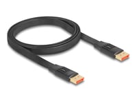 Delock - Displayport-Kabel - Displayport (Hane) Till Displayport (Hane) - Displayport 1.4 - 1 M - 8K60hz Stöd, Platt Ribbon - Svart