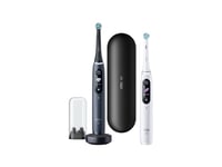 Oral-B Sähköhammasharja iO8 Series Duo Aikuisille Ladattava Musta Onyx/Valkoinen Mukana olevien harjanpäiden määrä 2 Harjaustilojen määrä 6 kpl