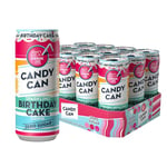 Candy Can, Birthday Cake, Fizzy Drink, Nostalgic American Soda Flavours, Sugar Free, Sparkling Pop Cans (330ml x 12 Pack)