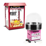 Royal Catering Profesjonell popcornmaskin og sukkerspinnmaskin - 1,600 W / 1,200 beskyttelsesdeksel