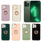 Phone Case For 13 Pro Max With Rose Gold Glitter Plated Ring Stand Wo SG5