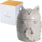 SPOTTED DOG GIFT COMPANY Cat Cookie Jar with Lid, Ceramic Biscuit Barrel, Large