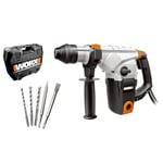 WORX - Perforateur 1250W - Force de Frappe de 5J - 32mm Béton - Pour le Perçage, Perçage à Percussion et Burinage - Mandrin ⌀13mm - Vitesse Variable - Livré Avec 2 Burins et 3 Forets SDS - WX333